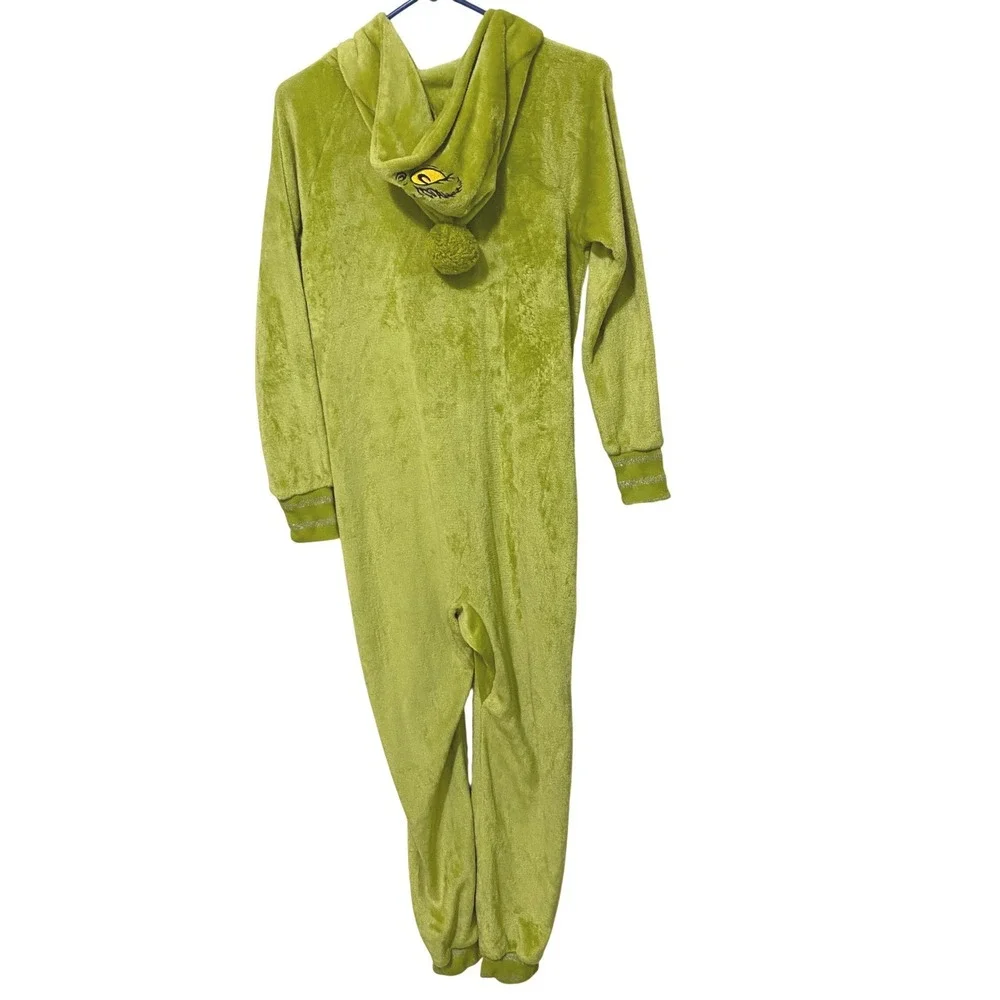 Grinch x Justice Sleep One Piece Pajama Jumpsuit Pom Pom Hood Loungewear XL